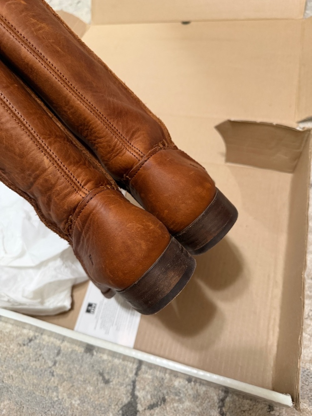 Tall Leather Riding Boots in Cognac Brown - Picture 6 of 13
